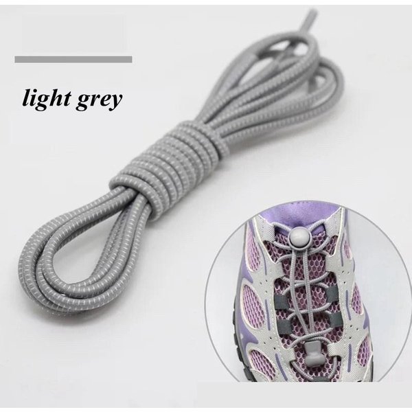Elastyczne SznurowadłA OkrąGłE Blokowane Bez WiąZania SznurowadłA DziecięCe DorośLi Szybkie SznurowadłA Leniwe Gumowe Trampki SznurowadłA T1 100Cm Gray-image