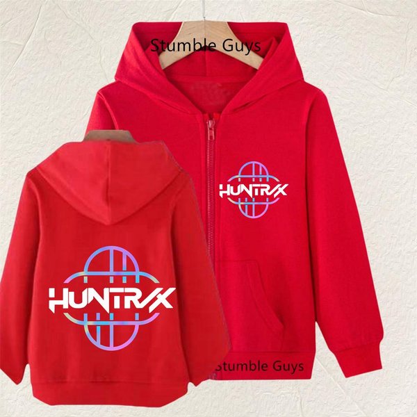 Bluzy DziecięCe Rozpinane Tygrys Kpop ŁOwcy DemonóW Bluza Z Kapturem Ubrania Dla Dzieci Dziewczynka ChłOpiec Bluza Z Kapturem Rozpinana Bluza Z Kapturem GóRa Dla NiemowląT 160 Red-image