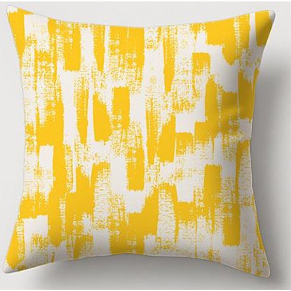 Patrones GeoméTricos Amarillo Impreso A Doble Cara Funda De Almohada Felpa Corta Adecuado Para Salas De Estar Dormitorios SofáS CojíN Decorativo 45X45Cm-image