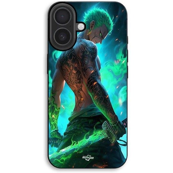 Funda De TeléFono - Maniacase - Iphone 17 - One Piece Zoro - Silicona TPU - 3D Flexible Negro-image