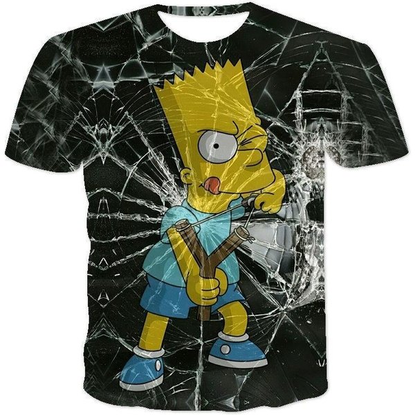Camiseta De Verano THE Simpsons ImpresióN Digital 3D Para Hombre Transpirable Cuello Redondo Manga Corta 4XL-image