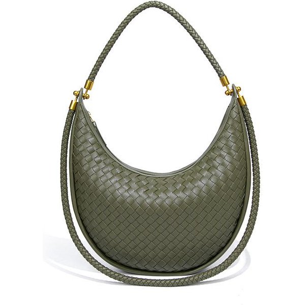 Bolso Tejido De Moda, Bolso Casual De Media Luna De Mano Para Dama, Bolso Nicho De Hombro ÚNico Para Axila, Bolso Dumpling Cruzado En Forma De Media Luna Gray-image