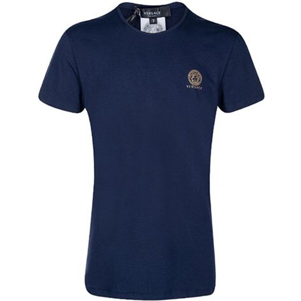 Camiseta De Manga Corta Con Cuello Redondo Y Cabeza De Medusa Versace Para Hombre Camisetas Azul AUU01005-A232741-A1384 S-image