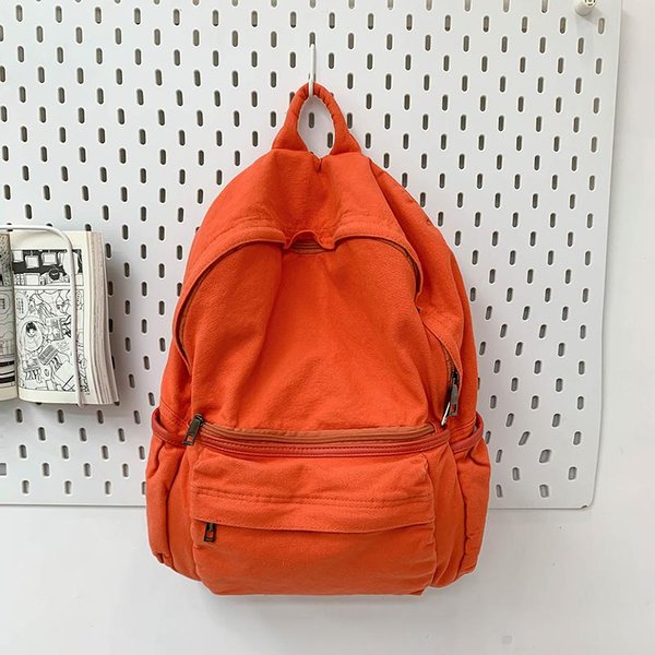 Vintage Jednokolorowy PłóCienny Plecak Dla Kobiet Studentka Kawaii Torba PodróżNa Modny Tornister 31Cm X10Cm X37Cm-image