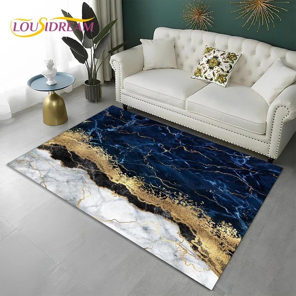 Zielone ZłOto Niebieski Czarny Marmur Nordic Dywan Dywanik Do Domu Salon Sypialnia Sofa Wycieraczka WystróJ, Dywanik DziecięCy AntypośLizgowa Mata PodłOgowa 40X60Cm-image