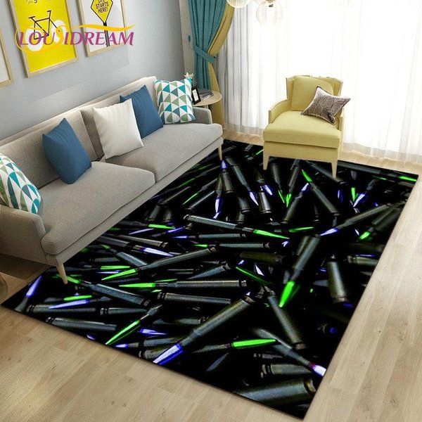 3D Karabin Szturmowy Pistolet Rewolwer Pistolet Dywan Do SkłAdania, Dywan Dywan Do Salonu Sypialnia Sofa Wycieraczka Decor, Kid Play AntypośLizgowa Mata PodłOgowa 40X60Cm-image
