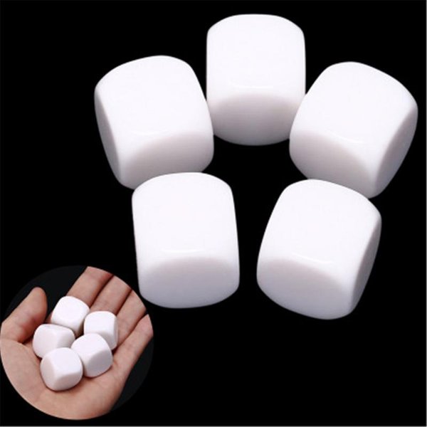 5 Szt. 10 Mm 12 14 16 18 20 Mm 25 30 Puste Akrylowe Kostki D6 Dla Dzieci DIY Malowanie Graffiti Gry Rodzinne BłYszcząCe Kostki DIY Kostki Edukacyjne White-image