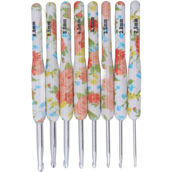 Juego De Ganchillo De 8 Uds., ImpresióN Artesanal De Aluminio, Gancho De Ganchillo Colorido, Gancho De Tejer ErgonóMico-image