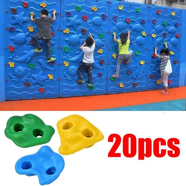20 Piezas Multicolor Texturizadas Rocas De Escalada Piedras Kit Surtido Para NiñOs Perno Blue-image