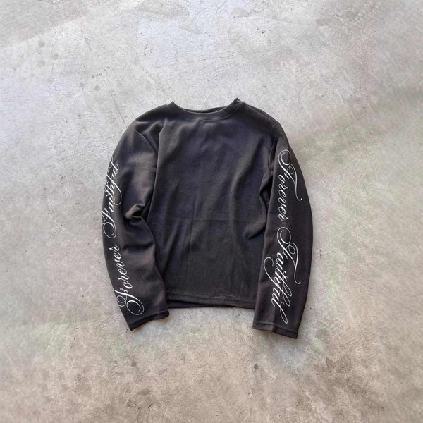 VibeStreet OkrąGłY Dekolt Hip Hop Y2K DłUgi RęKaw Top Harajuku Nadruk Z Literami Punkowy High Street T-Shirt Z DłUgim RęKawem Moda Rock Gotycki Unikalne Ubrania M Czarny-image