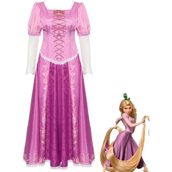 Kostium Roszpunki Dla DorosłYch Kobiet ZapląTani Roszpunka KsiężNiczka Fioletowa Sukienka Cosplay Halloween Karnawał Ubrania Na Imprezę Dla DorosłYch XL Pink-image