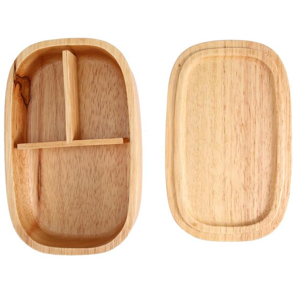 Fiambrera De Madera Contenedor De Almacenamiento De Alimentos Escuela Picnic Cuadrada Fiambrera Bento-image
