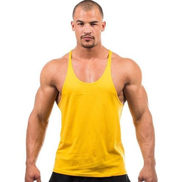 Camiseta Sin Mangas De Verano Para Hombre, Gimnasio, Tirantes, Culturismo, MúSculo, Fitness, Chaleco L Amarillo-image