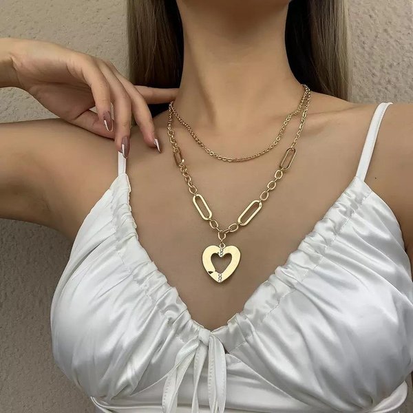 Nuevo Collar De Acero Inoxidable Con Cadena De ClavíCula De DiseñO Nicho Para Mujer, De Titanio Y Acero Inoxidable, Que No Se Decolora. Beige-image