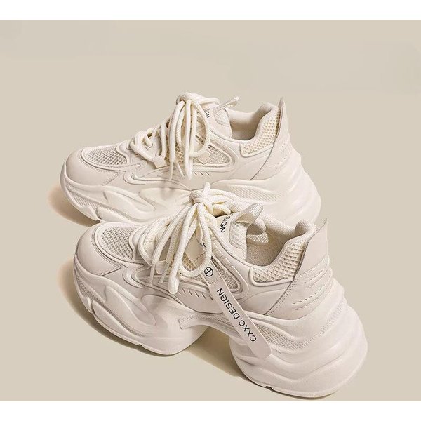 Zapatillas De Papá De Cuero Para NiñOs, Primavera Y Verano Nuevas, Malla Transpirable, Suela Gruesa, Aumentan La Altura, Ligeras, Deportivas Casuales 40-image