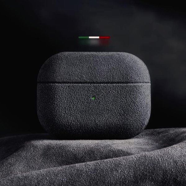 WłOskie SkóRzane Etui Z Zamszu Dla Airpods Pro 2 Dla Airpods Pro 3 Airpods 4 3 Etui Luksusowe Sztuczna SkóRa Etui Kompleksowe For Airpods Pro 2 Czarny-image