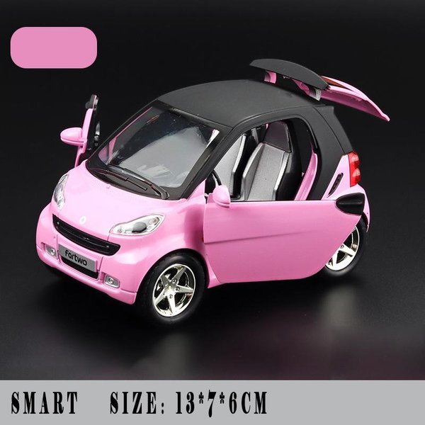 1:32 Metalowy Model Samochodu Mercedes Benz Smart Felga Metalowy NapęD Pull-Back Otwierane Drzwi DźWięK I ŚWiatłO Metalowa Zabawka Samochodzik Dla Dzieci Prezent Dla ChłOpcóW-image