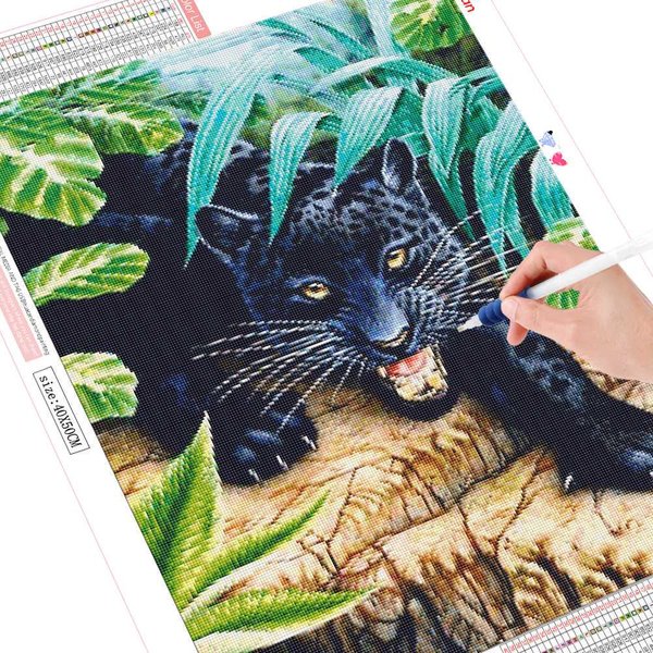 Pintura Diamante 5D Taladro Completo Redondo Leopardo Llegada Bordado Arte Diamante Animal DecoracióN Hogar 20X30CM-image