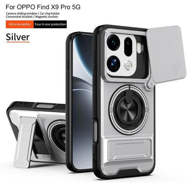 Wbudowane Magnetyczne Etui Z Uchwytem Samochodowym Dla Oppo Find X9 Pro Find X 9 X9Pro OsłOna Ochronna Obiektywu Z Przesuwną Klapką Odporne Na WstrząSy Twarde Etui For Find X9-image