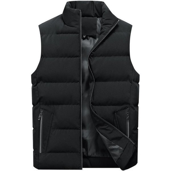 Chaleco De Gran TamañO Para OtoñO E Invierno, Nuevo Chaleco Informal Para Hombre, Chaleco De AlgodóN De Color SóLido Con Cuello Alto, Chaqueta 8XL Black-image