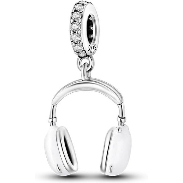 Colgantes Decorativos Con Forma De Auriculares Esmaltados Elementos De Cuentas Caja De Auriculares De Cobre AutéNtico Colgante Adecuado Para Pulsera Estilo Pandora AutéNtica Collar White-image