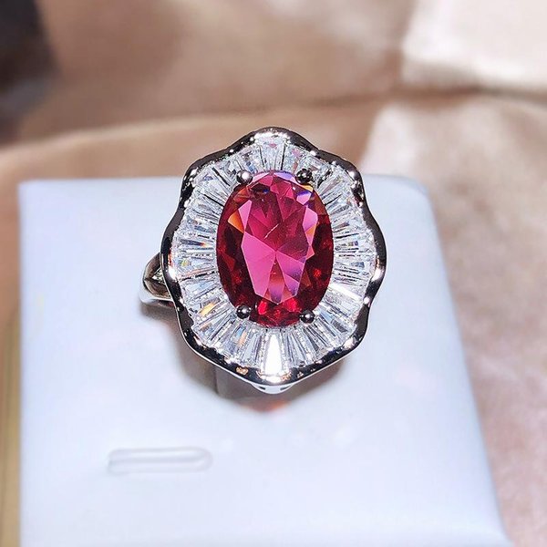 Estilo De Alta Gama Anillo Exagerado Rojo Piedra Anillo CláSico VersáTil Para Dedo ÍNdice Para Mujer Adjustable Opening-image