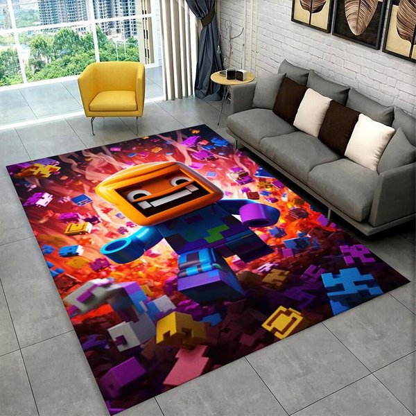 KreskóWkowy Dywanik R-Robloxs Game Gamer Do Pokoju Zabaw Sypialni Salonu Kanapy Wystroju Domu, Dywanik Dla Dzieci AntypośLizgowa Mata PodłOgowa 120X160Cm-image