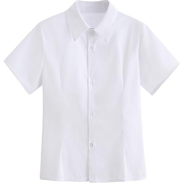 Camisa De Color SóLido Para Mujer Verano Manga Corta Talla Grande Holgada Con Cuello Para Mujer 5XL White-image
