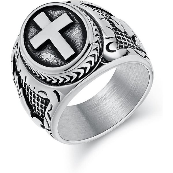Anillo Retro De Arte Europeo Y Americano Mano De OracióN Cruz Acero Titanio Para Hombre ArtíCulo De Venta Caliente Y Explosivo 9#-image
