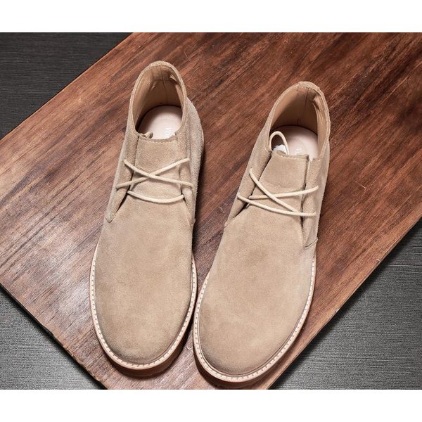 MęSkie Buty Prawdziwa SkóRa Styl Brytyjski Retro Codzienne Trapery Gruba Podeszwa Wysokie Outdoor Motocyklowe Pustynne Buty MęSkie 41-image