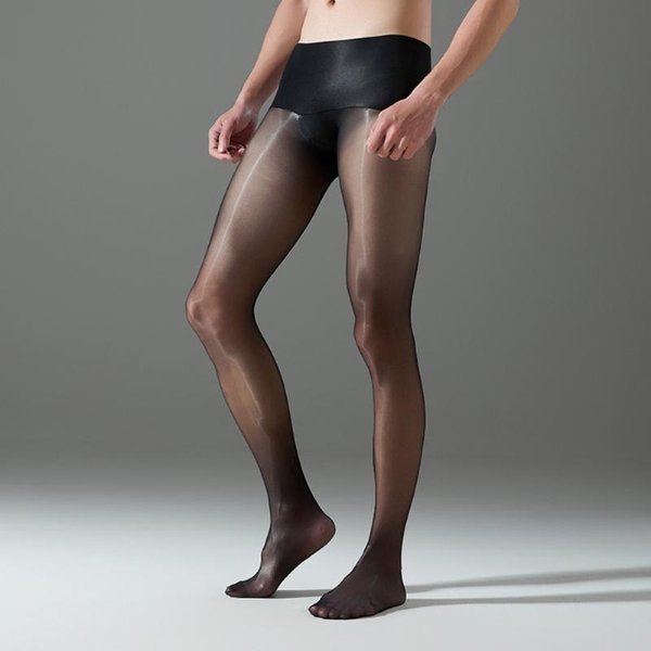 Calcetines Brillantes De Aceite Para Hombres Sexy Aurora U Bolsa Convexa EláSticos 0D Verano Ultra-Finos Transparentes 360 Medias Sin Costuras Closed Sheath Black-image