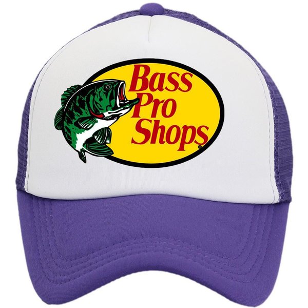 Gorra De BéIsbol Estampada Estilo Europeo-Americano Bass Pro Shops Para Deportes Al Aire Libre Y Pesca Adjustable PúRpura/Blanco-image