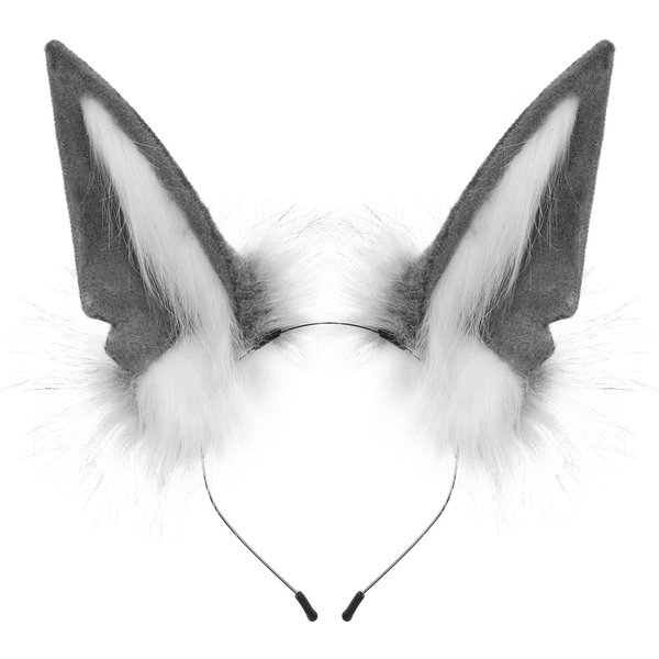Diadema De Pelo De Animal Hecha A Mano Orejas De Lobo Zorro Tocado Para Cosplay Aro Para El Cabello Accesorios Para El Cabello Para Fiesta De Cosplay White-image