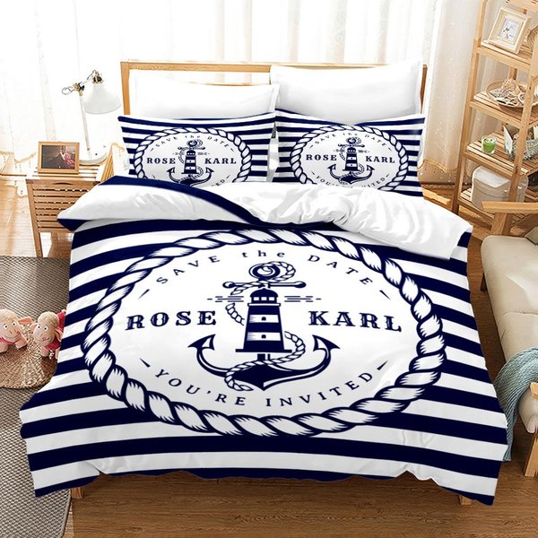 Juegos De Cama Anchor Nuevo NáUtico OcéAno EspíRitu OceáNico Funda NóRdica TamañO King Queen Individual Ropa De Cama Con Funda De Almohada Adolescentes NiñOs Regalo Cot Size 70X133Cm-image