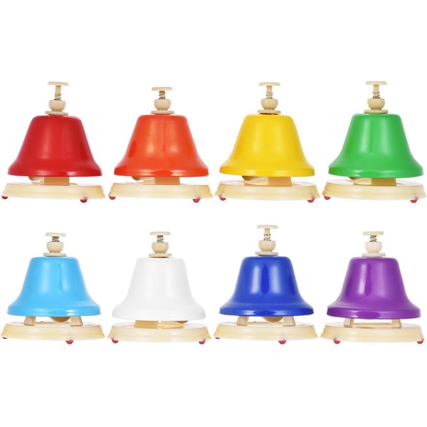Juego De Campanas De Mano Coloridas De 8 Notas Instrumento De PercusióN Musical Material De Hierro Y PláStico Para EducacióN Musical Temprana Varios Colores-image
