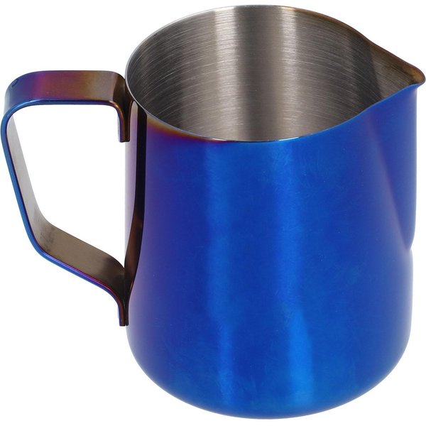 Jarra Para Espumar De Acero Inoxidable Taza Para Espumar Leche Café Con Escala Interna Boca Puntiaguda Azul 350ML Gray-image
