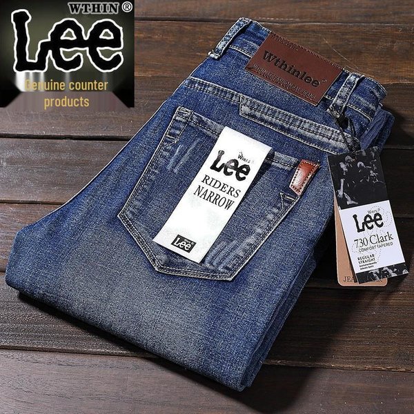 Jeans Casuales Sueltos De Estilo Coreano LEE Para Hombre De OtoñO EláSticos De Corte Ajustado 30-image