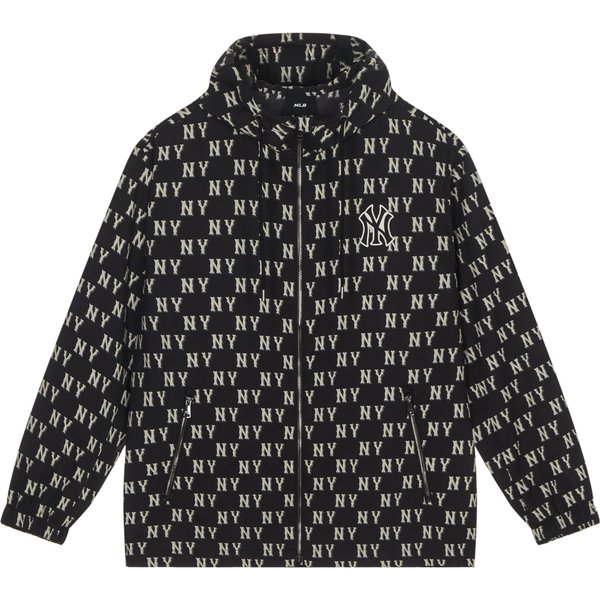 MLB Monograma Vintage Casual Deportiva Estampado Completo Chaqueta Con Capucha Chaquetas Unisex Negro 3AWJM0143-50BKS M Black-image