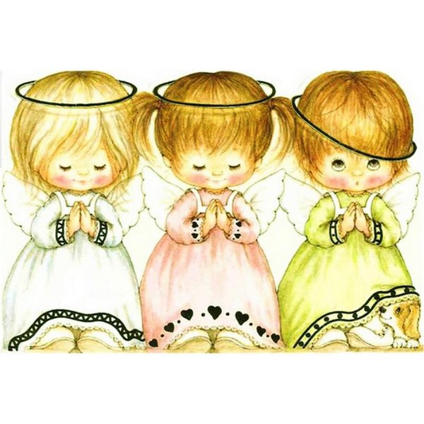 5D DIY Diament Haft Trzy PięKne AniołY Obraz Diamentowy Obraz Diamentowa Mozaika śCiegiem KrzyżYkowym 20X30CM Beige-image