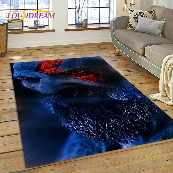 Gry God Of War Kratos KreskóWka Dywan 3D Do Salonu Sypialni Dekoracja Domu, Mata PodłOgowa AntypośLizgowa Dekoracja Na Sofę Wycieraczka 40X60Cm( 15X23In )-image