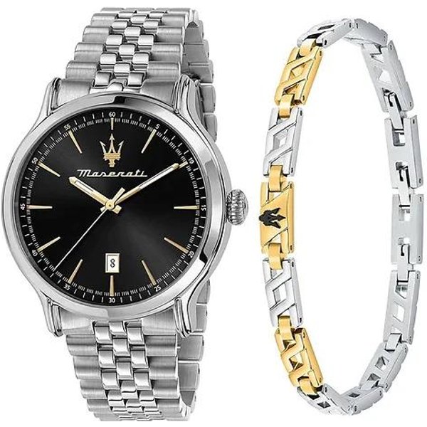Maserati Epoca Acero Inoxidable Esfera Negra Sunray Cuarzo R8853118029 100M Reloj Para Hombre Con Pulsera Adicional-image