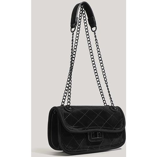 Bolso De Mujer, Color Liso, Horizontal, PequeñO, Cuadrado, DiseñO VersáTil, Con Cadena, Bandolera De Un Solo Hombro. Gray-image