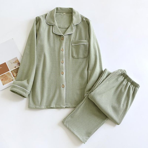 Nuevo Conjunto De Pijama Para Pareja De OtoñO E Invierno Para Hombre Y Mujer De Manga Larga A Cuadros De Dos Piezas Terciopelo AlemáN CáLido Para Casa Piel M Beige-image