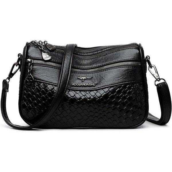 Bolso De Mamá OtoñO E Invierno Nuevo Estilo Mujeres De Mediana Edad Mujeres De Mediana Edad Y Mayores Bolso De Hombro Cruzado Cuero Suave Bolso Individual Para Mujer-image