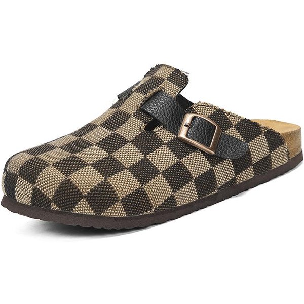 Retro SkóRzane Kapcie SandałY MęSkie Modne Kapcie MęSkie Damskie Buty MężCzyzna Letnie Baotou MężCzyźNi PłAskie Korek WkłAdka Klapki Rozmiar 36-45 44 BrąZowy-image