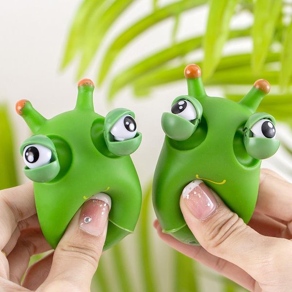 2 Piezas Juguete Divertido De Ojos Saltones Para Apretar Oruga De Ojos Verdes Juguete Para Pellizcar Adultos NiñOs Juguete De Ansiedad Juguete Creativo Para Aliviar El EstréS Green-image