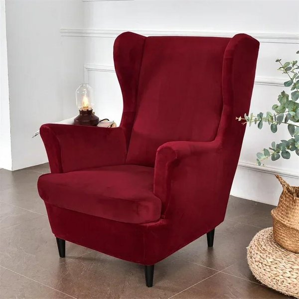 Funda De SillóN Orejero De Terciopelo EláStica Spandex Fundas Para SillóN Removibles Fundas Para Sofá Orejero Con Funda Para CojíN De Asiento Funda Para ReposapiéS-image