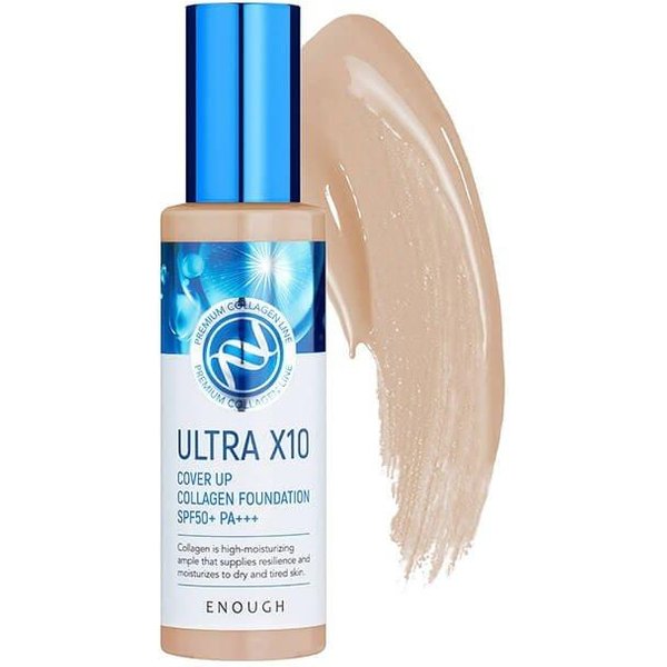 Enough Ultra X10 Cover Up Base De Maquillaje Con ColáGeno SPF50+ Pa+++ #23 Beige Natural 100G+ Regalo Aleatorio-image