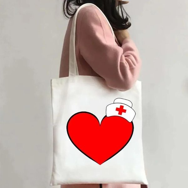Torba Na Ramię Nurse Life Damska Torba PłóCienna Medyczna Torba Na Ramię Eko PrzenośNa PodróżNa Torba Na Zakupy 35X40Cm Brown-image