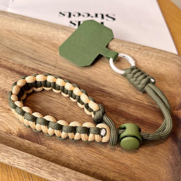 Lindo CordóN Para TeléFono MóVil, Adorno Colgante, Se Puede Llevar, Cuerda Torcida, Colgante AntipéRdida, Correas De MuñEca Cortas Resistentes De Moda Verde Del EjéRcito-image